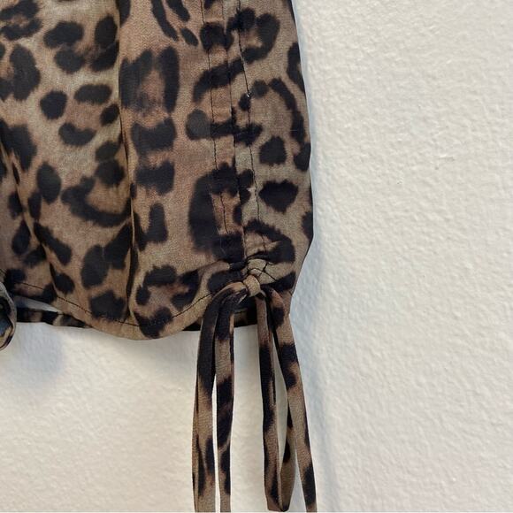 New Aiello by Frankie’s Bikinis Leopard Print Ruched Sheer Shorts Coverup XS - Picture 7 of 14